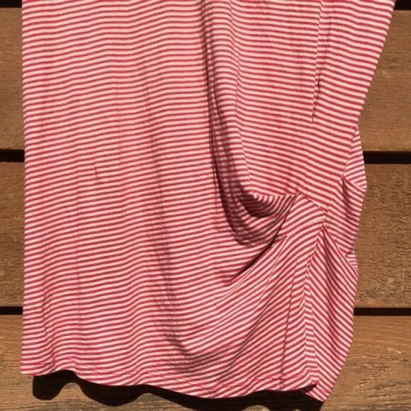 Vince Red & Tan Striped Top Front Pulled Detail Casual Shot Sleeve Shirt Size S - Picture 4 of 8